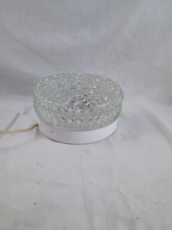 Image 1 of Vintage RZB Bubble Glass Ceiling Light 1970s - Industrial Wall Sconce Flush Mount German Design Opaline Textured Diffuser