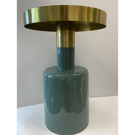 Image 1 of Vintage side table in glossy jade and gold color