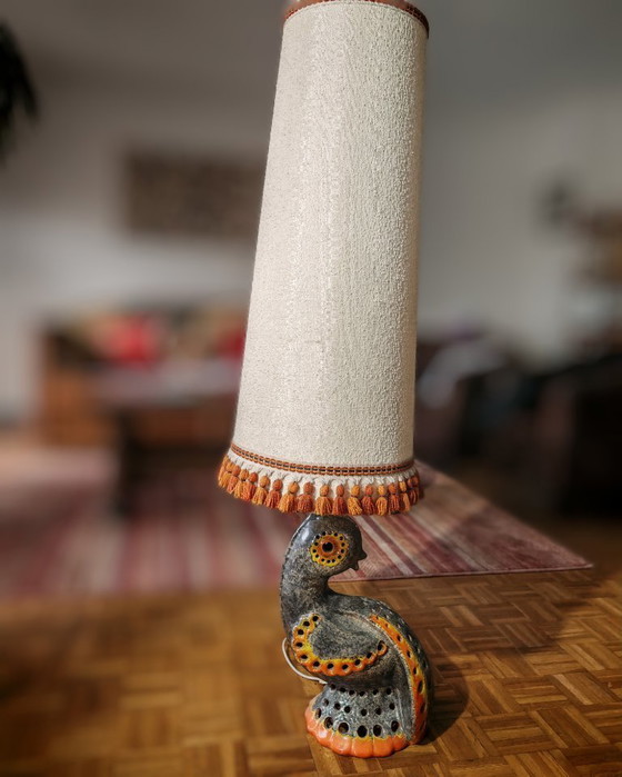 Image 1 of Vlammende aardewerklamp - Zoomorfe sculptuur - Accolay Pottery