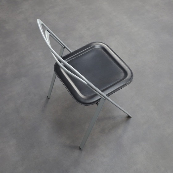 Image 1 of Giorgio Cattelan para Cidue Sillas plegables de cuero, Italia, años 70