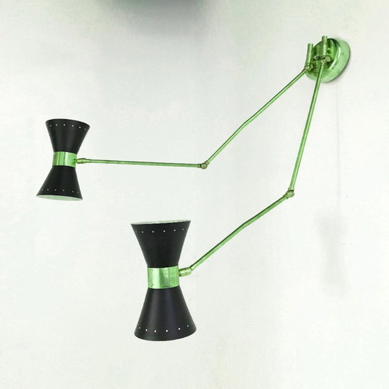 Image 1 of Italiaanse dubbele wandlamp, design uit de jaren 50