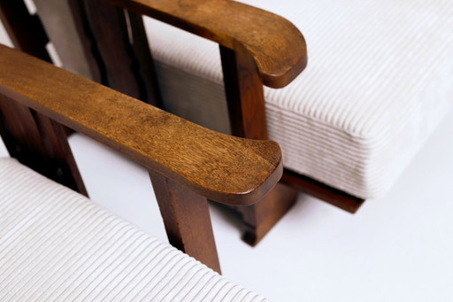 Vintage armchair brutalism style off white corduroy 1960