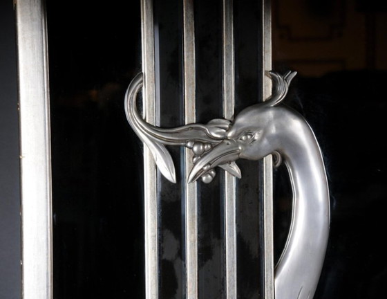 Image 1 of XXL monumental Italian mirror with cranes and columns, 1980