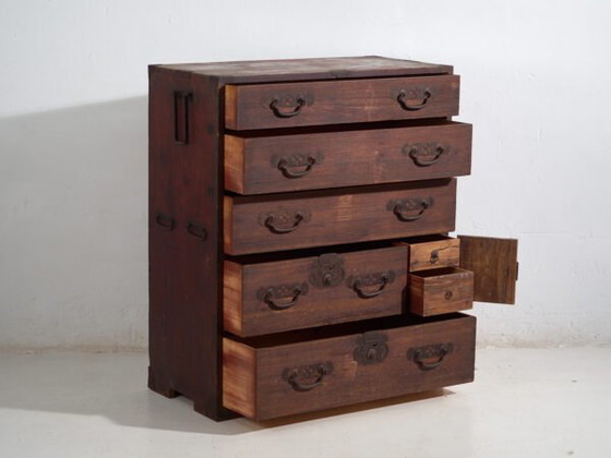 Antico cassettone giapponese da mercante (Choba-dansu) in legno Keyaki – Periodo Meiji-Taisho (c.1880–1920) (photo 6 of 40)