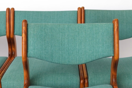 Image 1 of Set van 6 vintage beukenhouten eetkamerstoelen, Duitsland, jaren 70, Mid Century Modern-stijl.