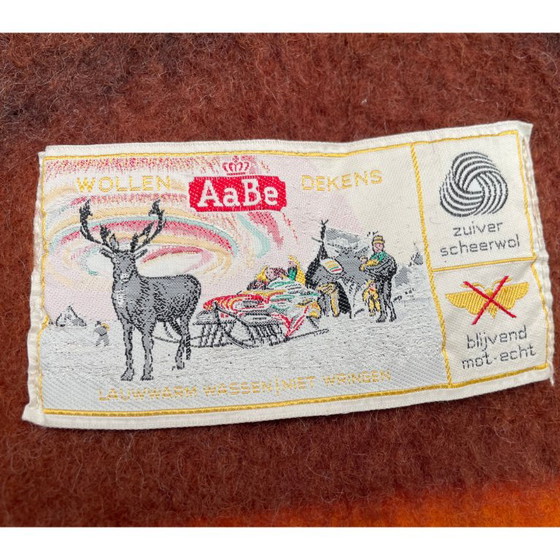 Aabe Zuiver Scheerwol Oranje En Bruine Wollen Deken Jaren 70 – Decoratieve objecten, Wool (photo 3 of 13)