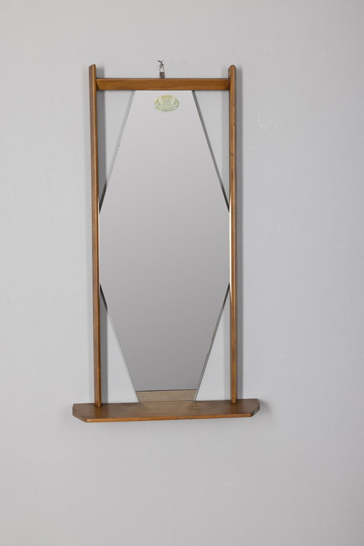 Italian design 1960s vintage wall mirror with shelf