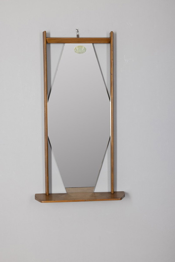 Image 1 of Miroir mural vintage des années 1960 avec étagère