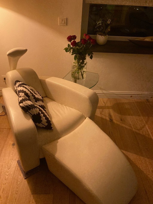 Designer armchair KLER leather with footstool