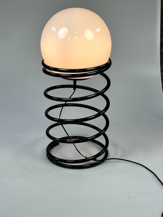 Image 1 of Vintage XL Woja Black Spiral Lamp, Globe Lamp, Netherlands 70's