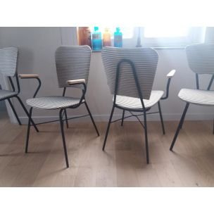 Set di 4 sedie vintage con motivi a righe, anni '50