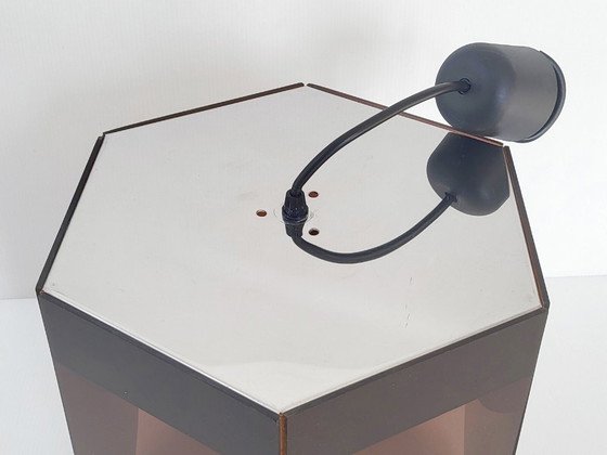 Image 1 of Vintage 1960s Pendant Light, Smoked Plexiglas & Chrome Steel, 60s Space Age