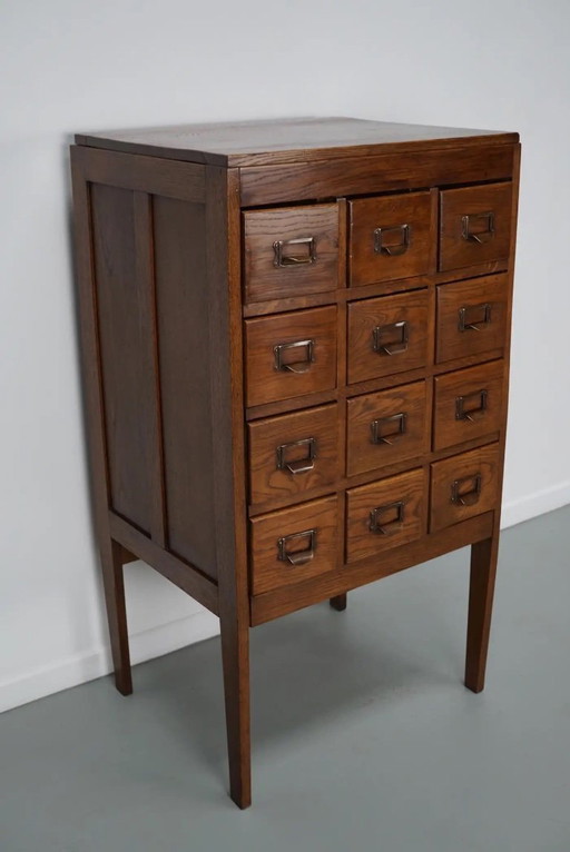 Antique Dutch oak apothecary/filing cabinet, 1930s