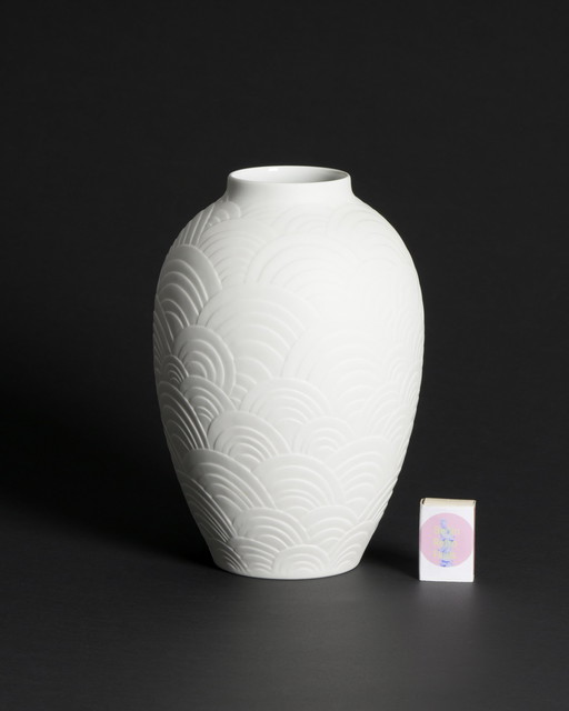 XL Heinrich Bisque Porcelain Vase Duo Vintage 60s Design Op-Art Relief Art Déco