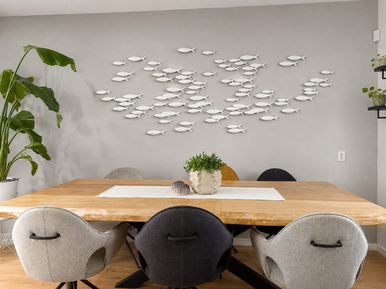 Exclusieve 3D Muurkunst 'School of Fish' – Modern & Scandinavisch Design (250 cm) – Beeldhouwkunst (photo 10 of 17)