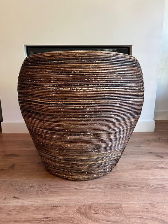 Image 1 of Rieten/rotan loungestoel + poef met opbergruimte – Crespi-stijl