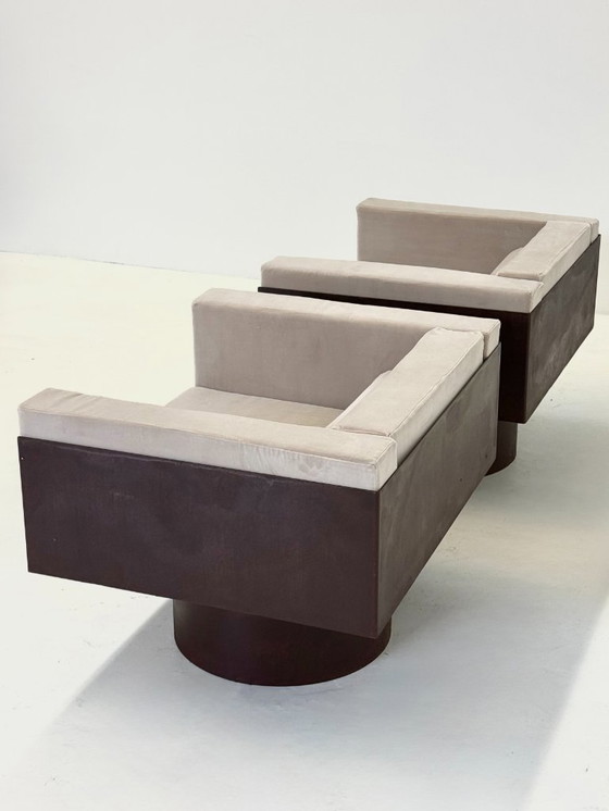 Image 1 of Juego de 2 sillones esculturales de metal italiano