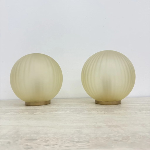 Paire de 2 lampes en verre tourbillon, 1970 Italie