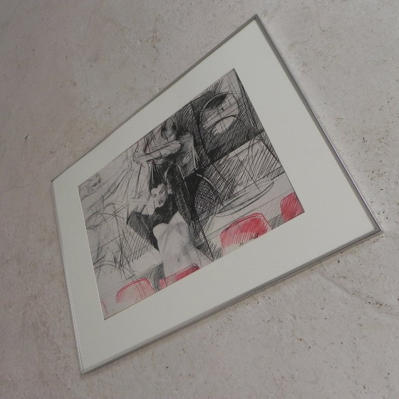Poster Steven Scheffer Three Waitresses With Red Chairs, 1981 – Paper (photo 3 of 11)
