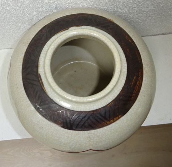 Vasi asiatici craquelé con decorazione di guerrieri, set di 3, Ceramica, Crema, Aziatisch (foto 11 di 15)