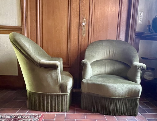 Paire De Fauteuils Crapauds Vintage