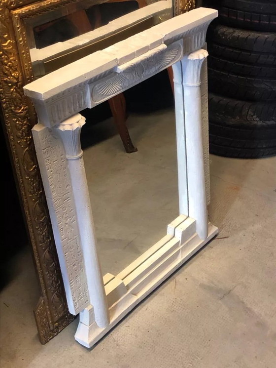 Image 1 of Specchio da parete in pietra in stile egizio con illuminazione