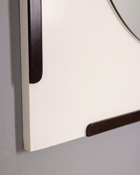 Image 1 of Vintage houten wandspiegel van de Sbrilli Fratelli, jaren 70.