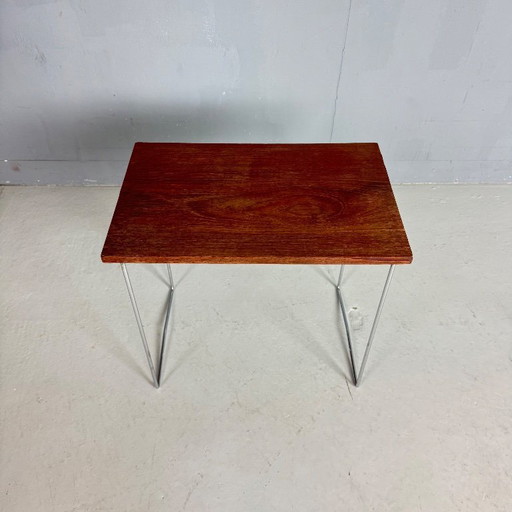 Tavolino Tomado in teak-cromo