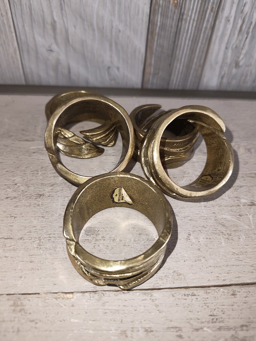 Lot de 5 ronds de serviette vintage italiens en laiton