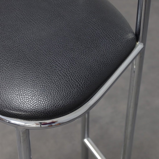 Image 1 of Satz von 4 postmodernen Barhockern in Chrom, 1990er Jahre