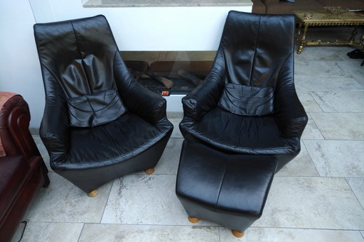 2x Design Sessel + Hocker The Future Sitting Vision Schwarz