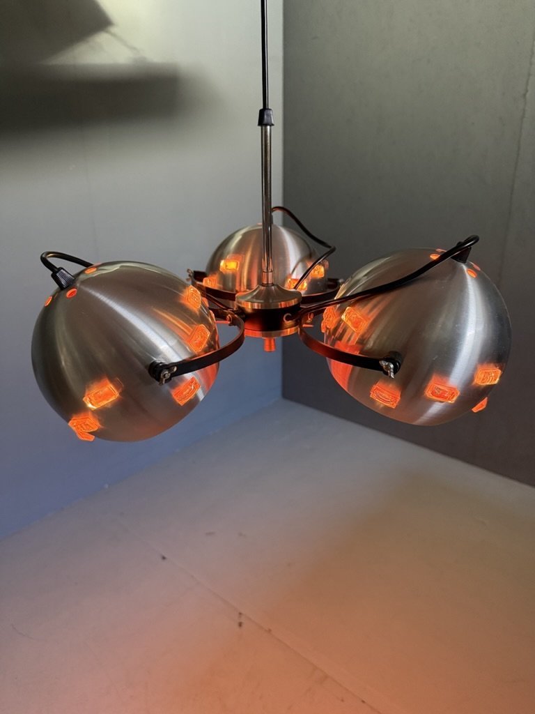 Eyeball Space Age Pendant Lamp Silver And Orange Vintage | €375
