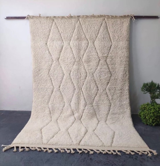 Image 1 of Tappeto autentico Beni Ouarain, ecrù, fatto a mano in morbida lana - 300x200cm