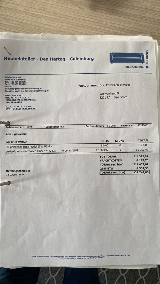 Image 1 of Gelderland 6511 bank 3 zits