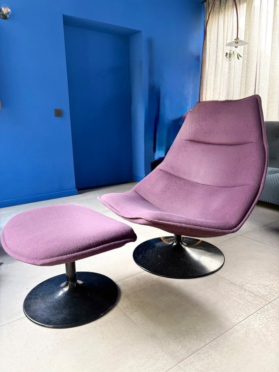 Image 1 of Poltrona Artifort F585 con poggiapiedi