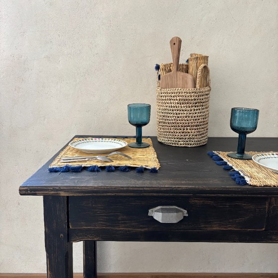Image 1 of Black table with 2 drawers