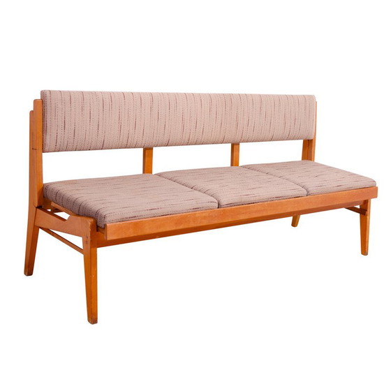 Image 1 of Banc pliant vintage en bois de hêtre et tissu, Tchécoslovaquie 1960