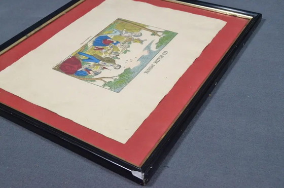 1920s Set of 4 French Imagerie Pellerin “Four Seasons” Hand-Colored Prints, Epinal – Art Prints, Paper, Glass (photo 7 of 17)