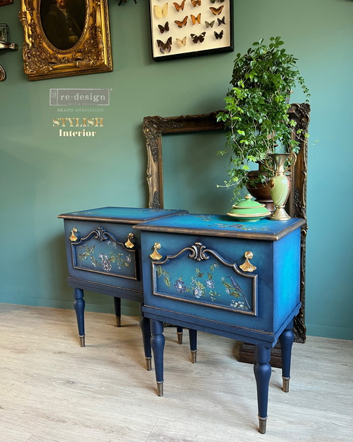 Ensemble de tables de chevet oiseaux bleus