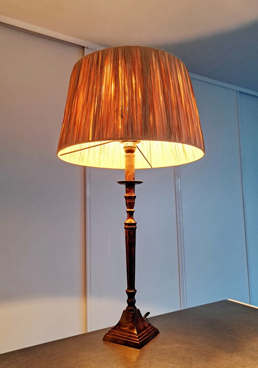Bellino copper and ratan tablelamp