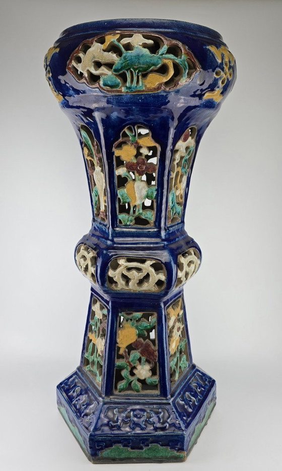 Image 1 of Columna china shiwan, antigüedades chinas, mesa auxiliar