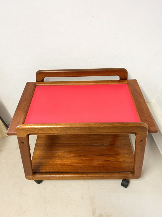 Image 1 of Grande table d'appoint/chariot de bar vintage en teck