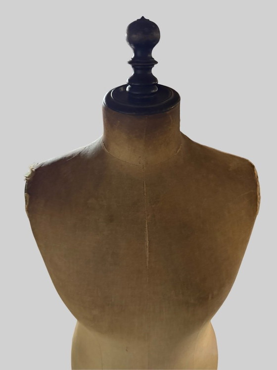 Image 1 of Busto da sarto antico e regolabile su treppiede originale in legno (circa 1930-1950)