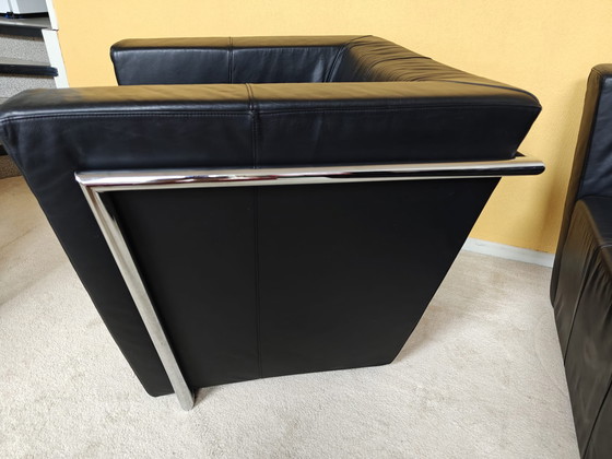 Image 1 of Harvink Sofá y sillón 2 plazas cuero negro