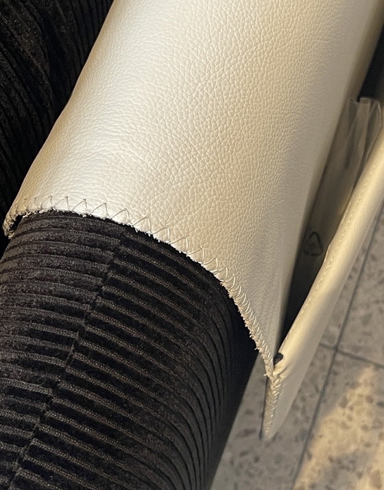 Image 1 of New Leolux Lunetta 3-Seater Sofa Black Rib Fabric