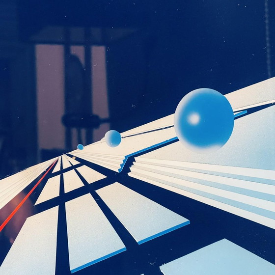 Patrice Placeman, Peinture aérographe Sphynx & Red Ball, Huile sous verre acrylique, 1996 (photo 8 of 12)