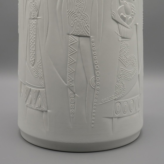 Image 1 of Rare CUNO FISCHER Hutschenreuther Bisque Porcelain Floor Vase 1969 H33cm D21cm