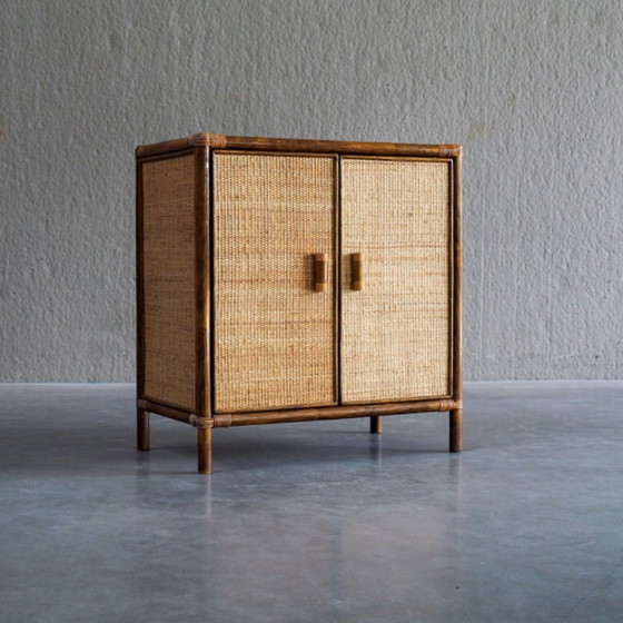 Meuble Vintage en Rotin et Cannage Tressé – Buffet bas (photo 8 of 14)