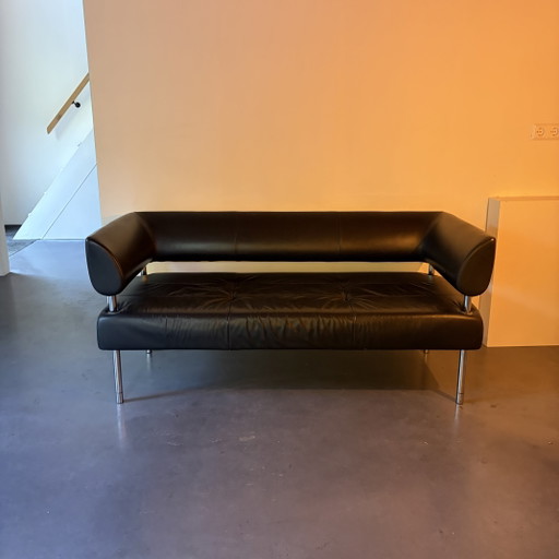 Zwart lederen Sitland Sofa 'Business Class' van Sergio Bellin, 1999