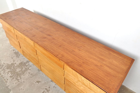 Image 1 of Vintage beech wood chest of drawers / store cabinet 1950s